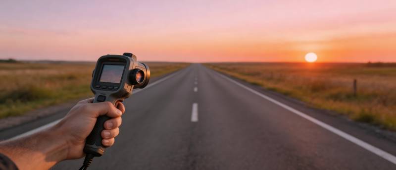 夕阳下的公路测速图片