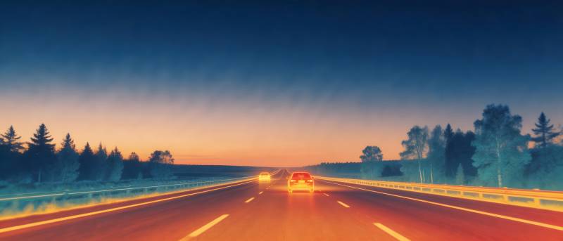 夜幕下的公路之旅图片