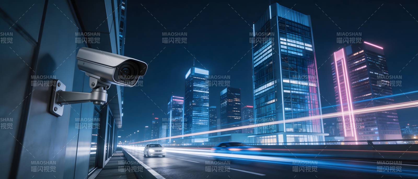 城市夜景监控图片