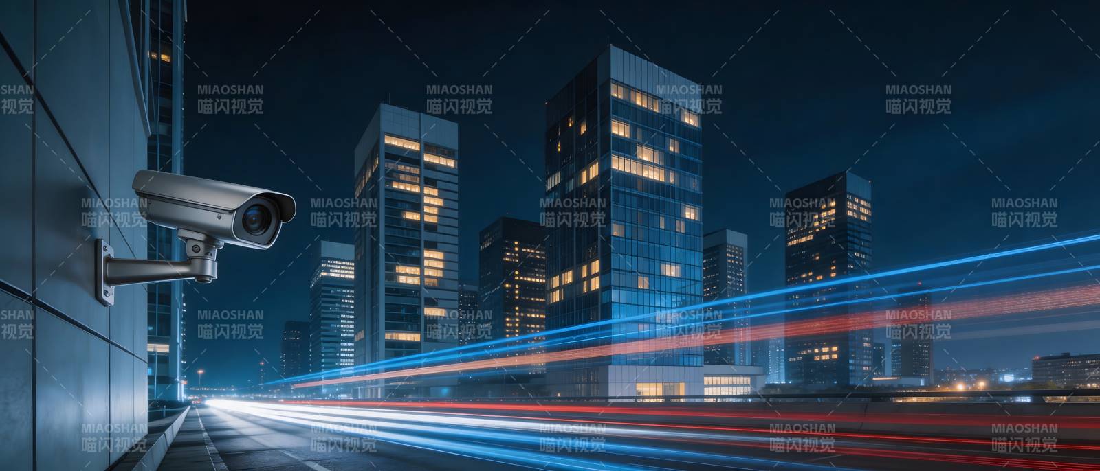 城市夜景监控图片