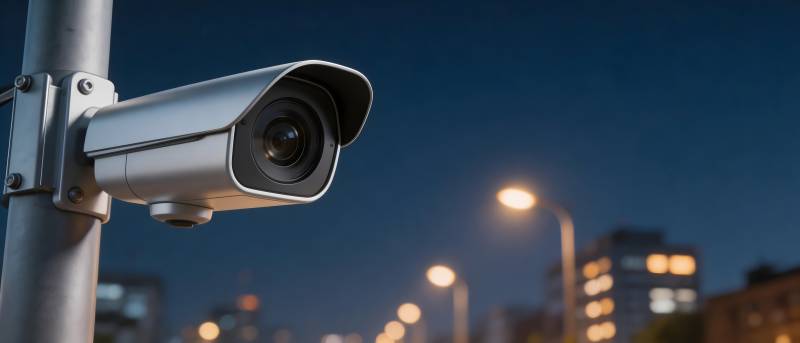 城市夜景监控摄像头图片