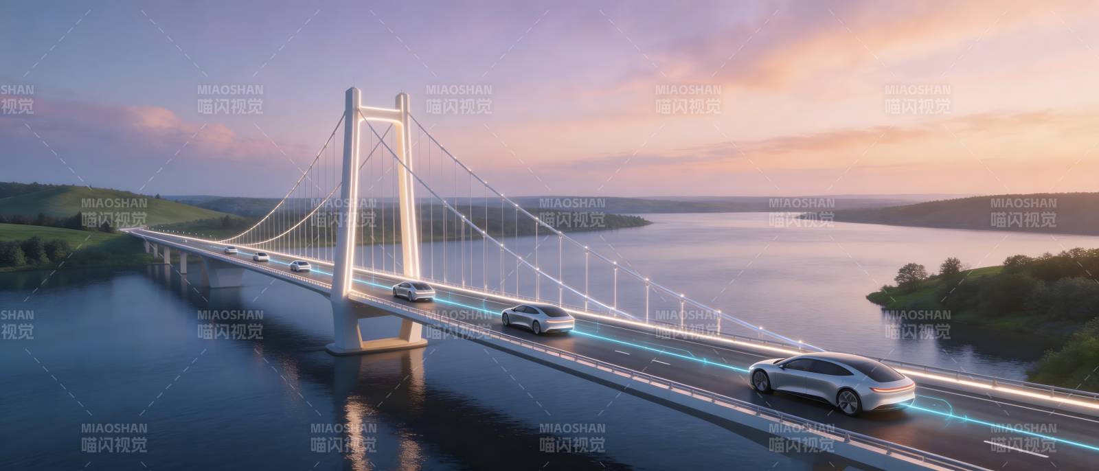 跨江大桥晨曦美景图片