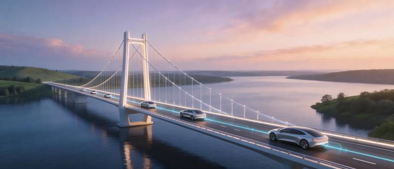 跨江大桥晨曦美景图片