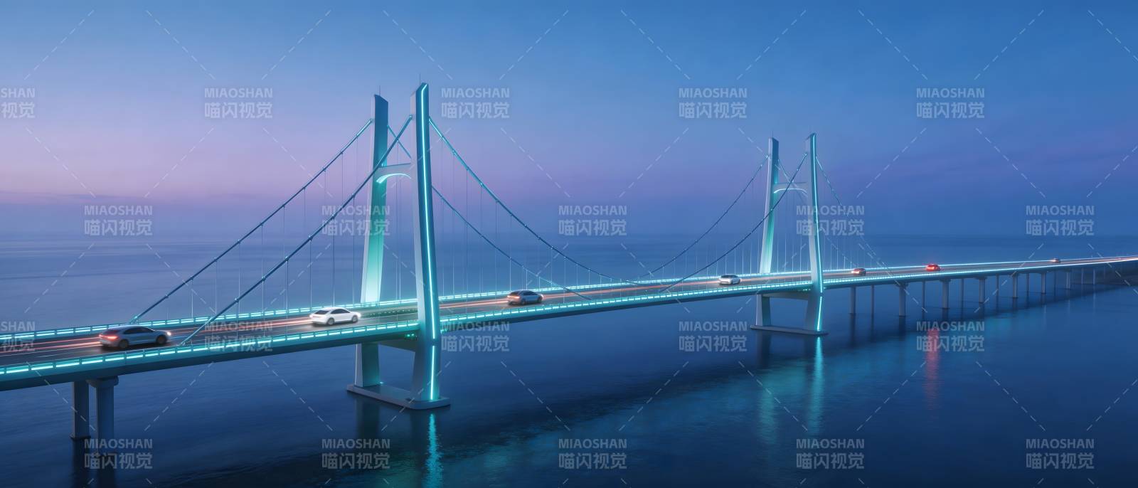 跨海大桥夜景图片
