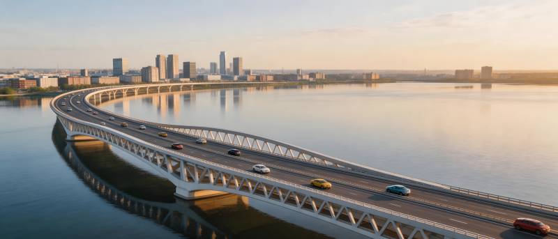 城市大桥晨曦美景图片