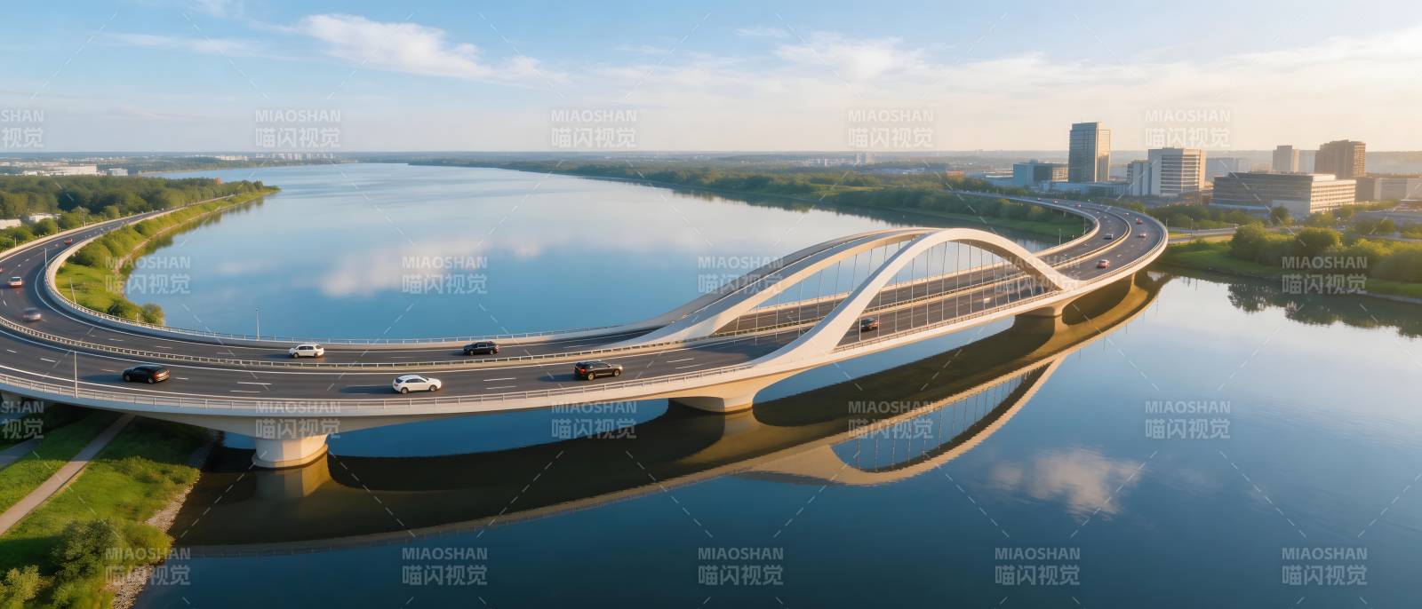 曲桥映水 城市风光图片