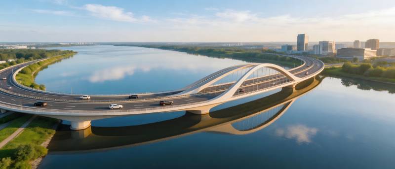 曲桥映水 城市风光图片