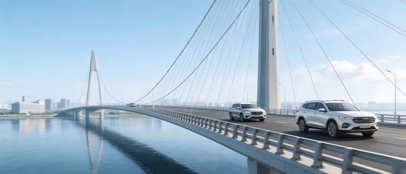 大桥上的现代出行图片