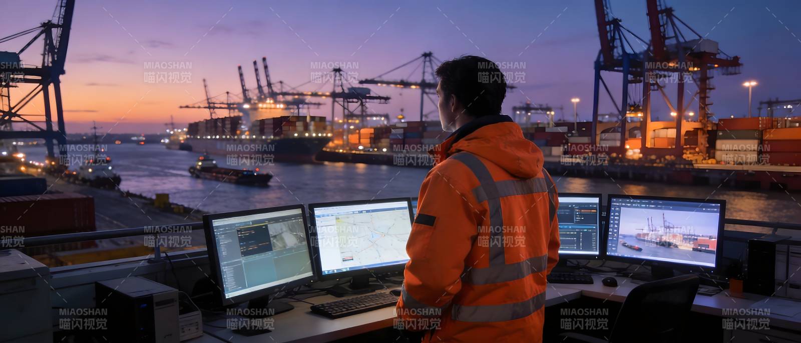 港口监控夜景图片