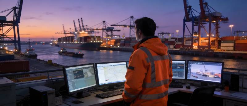 港口监控夜景图片