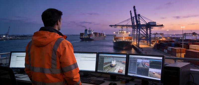 港口监控夜景图片