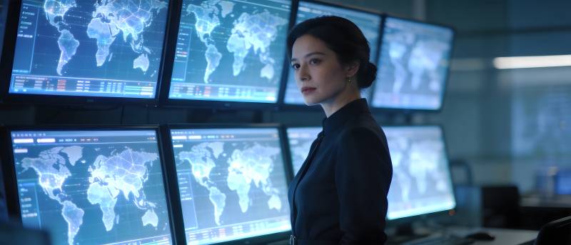 监控室中的女性图片