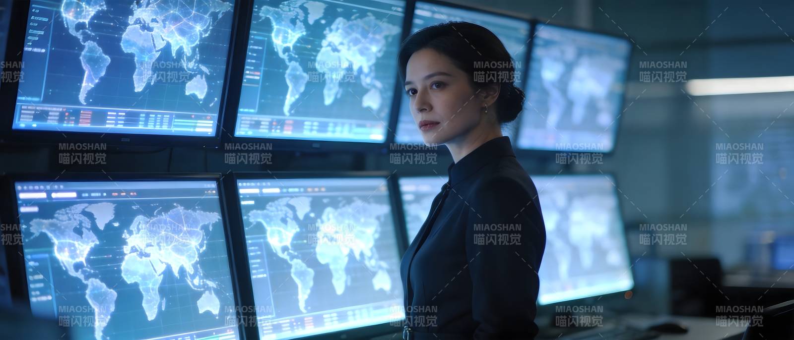 监控室中的女性图片