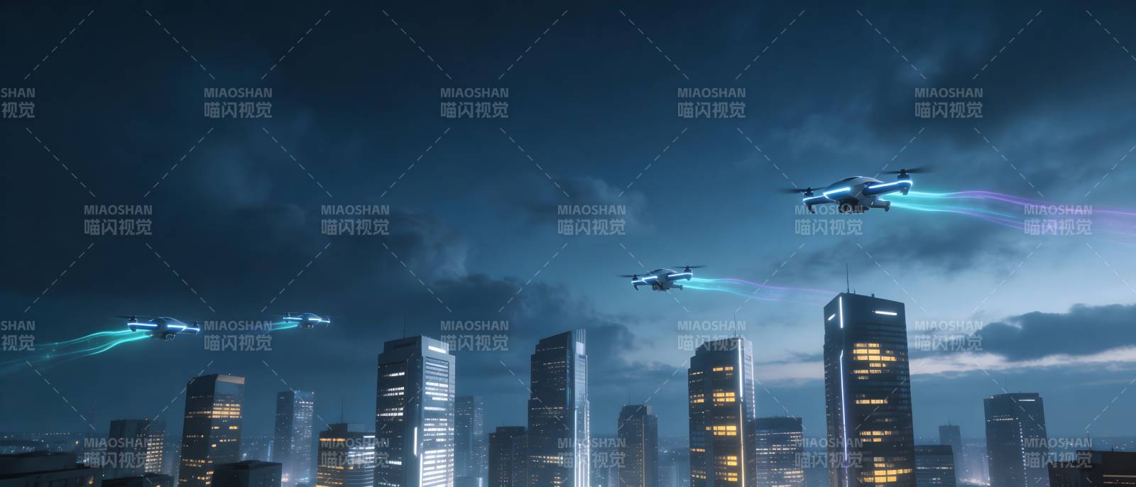 未来都市夜航图片