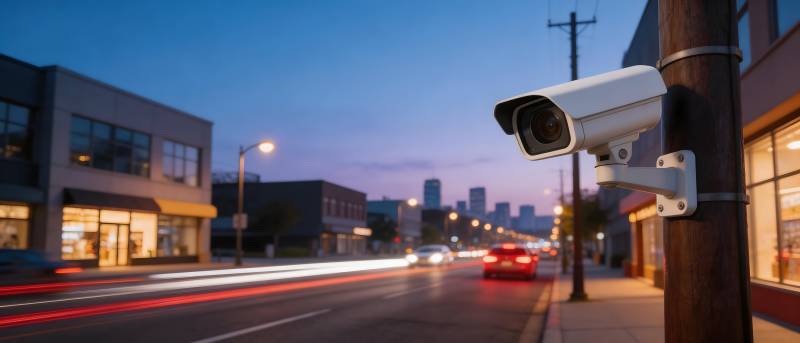 城市夜景监控摄像头图片