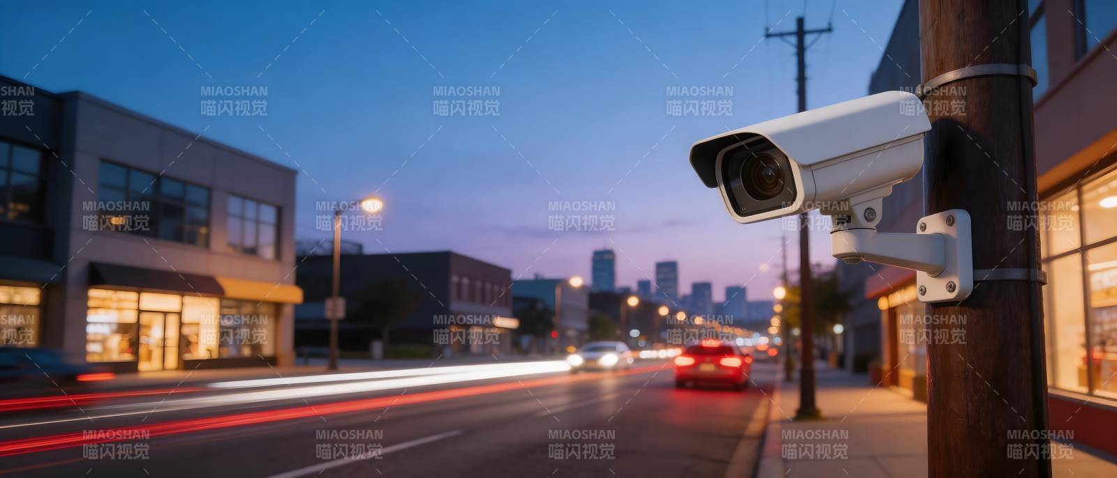 城市夜景监控摄像头图片