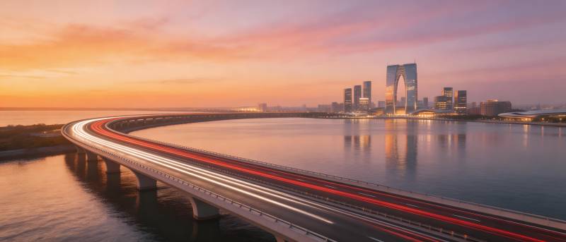 城市天际线晨曦图片