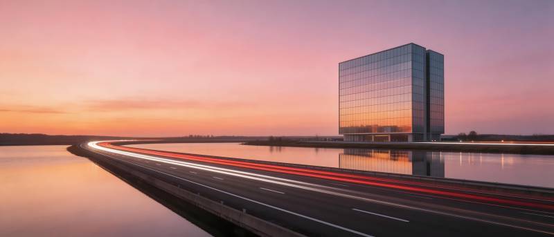 暮色中的现代建筑图片