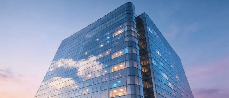 玻璃幕墙大楼夜景图片