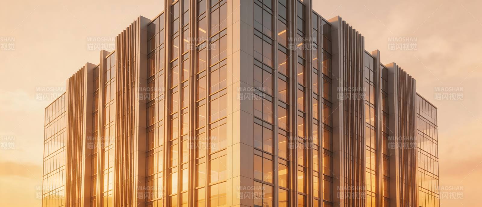 金色摩天大楼剪影图片