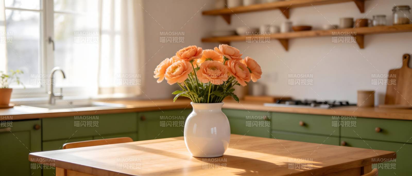 温馨厨房花影图片