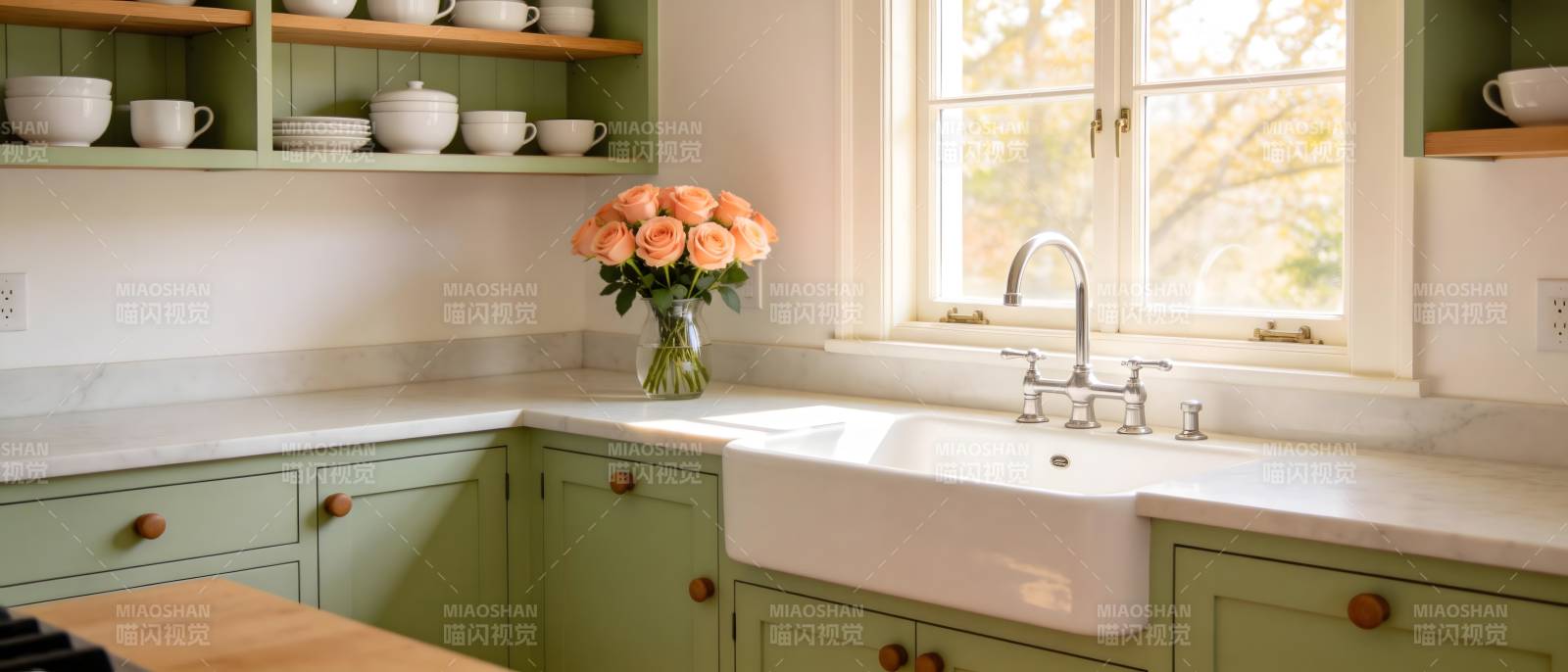 清新厨房一角图片