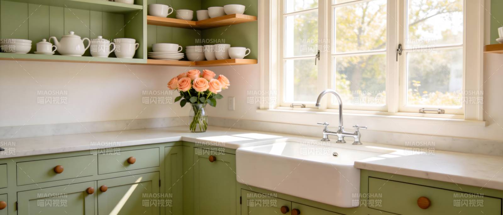 清新厨房一角图片