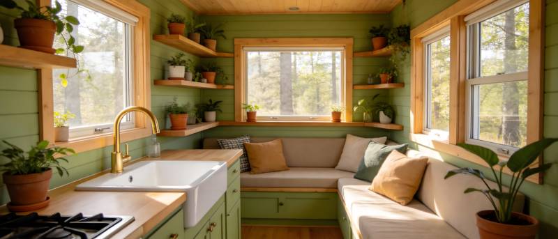 绿意盎然的厨房角落图片