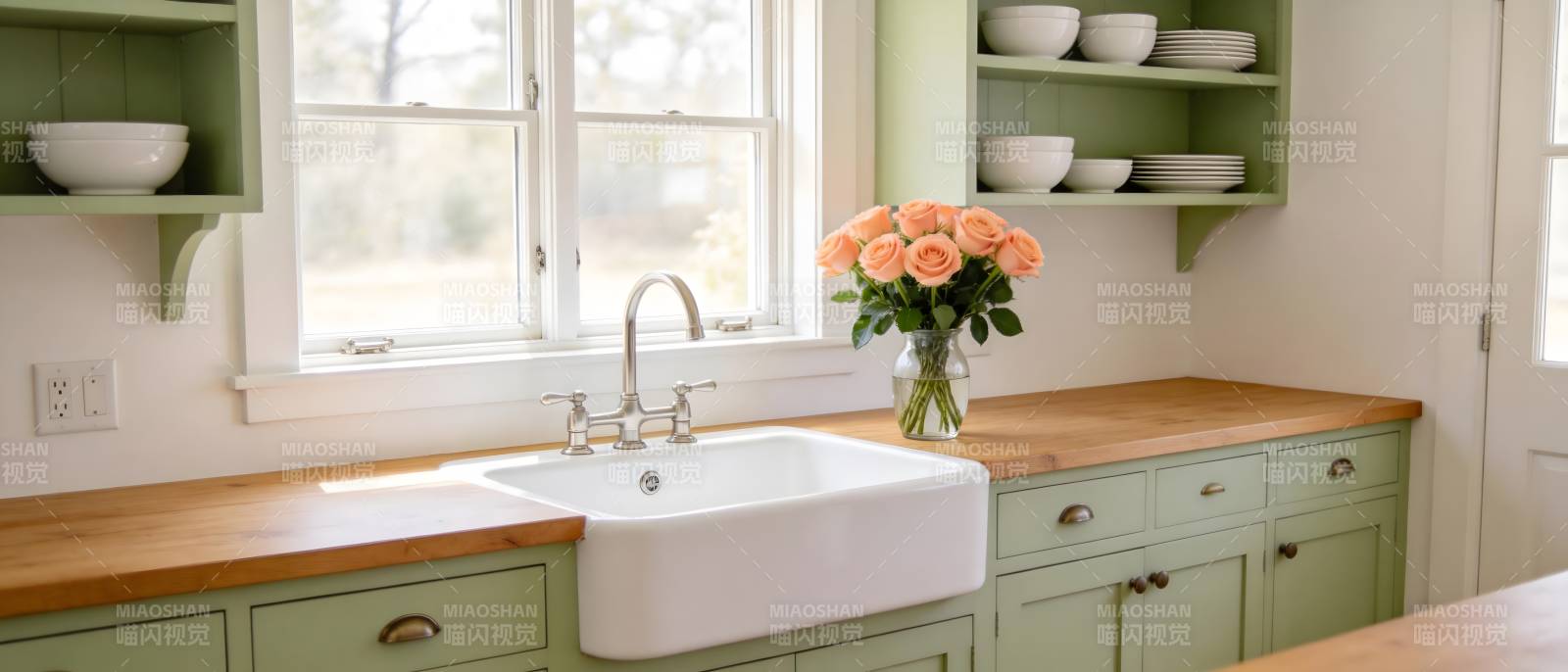 清新厨房一隅图片