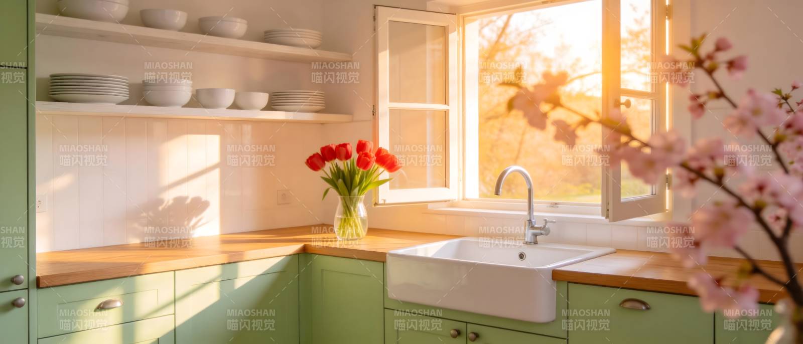 春日厨房美景图片