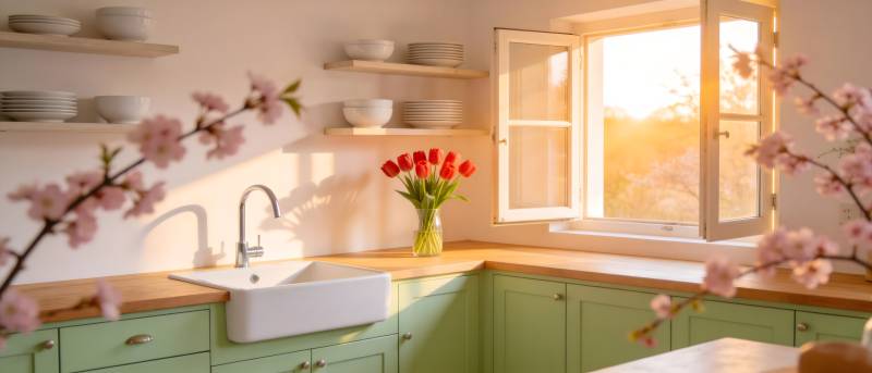 春日厨房美景图片