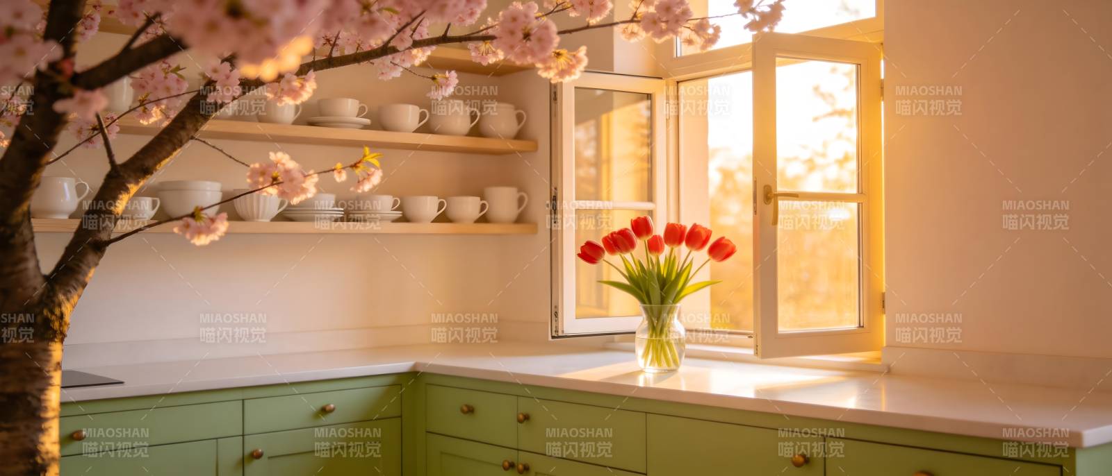 春日厨房美景图片