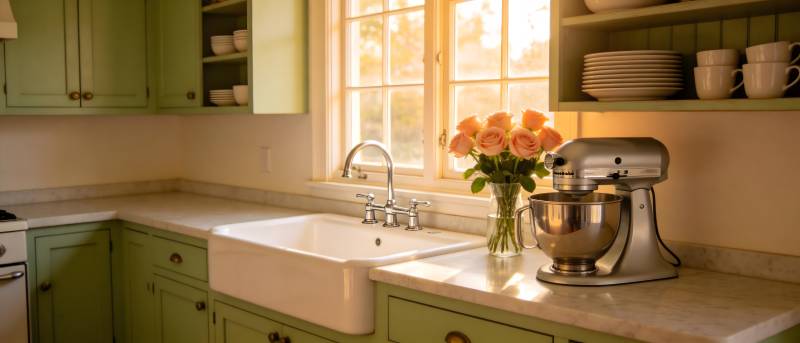 温馨厨房一角图片