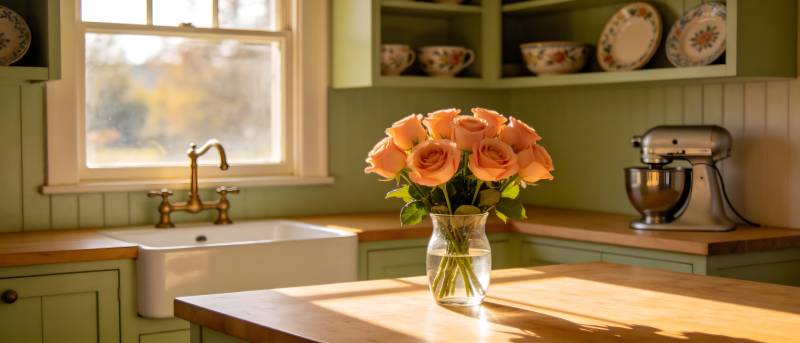 温馨厨房花香满溢图片