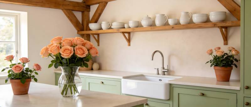 温馨厨房花艺布置图片