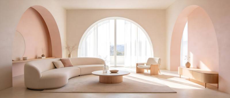 极简弧形客厅设计图片