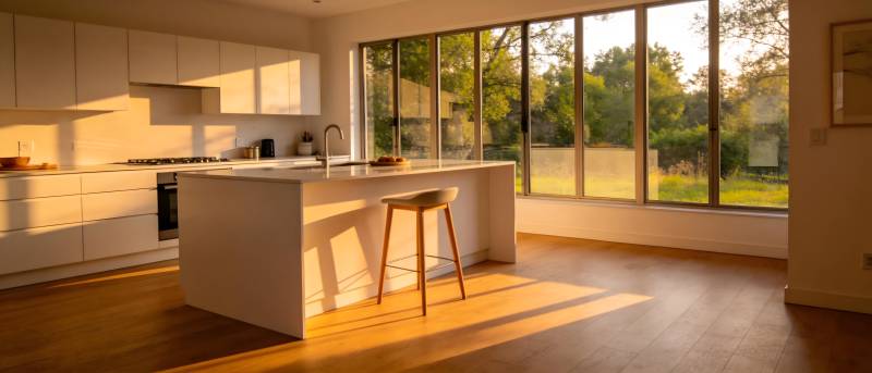 现代厨房阳光满溢图片