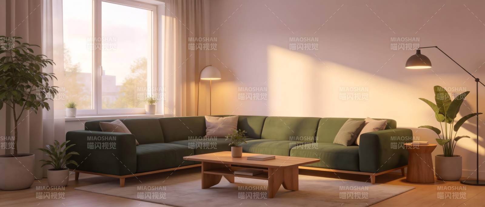 现代客厅绿意盎然图片