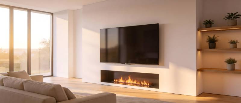 现代客厅壁炉电视图片