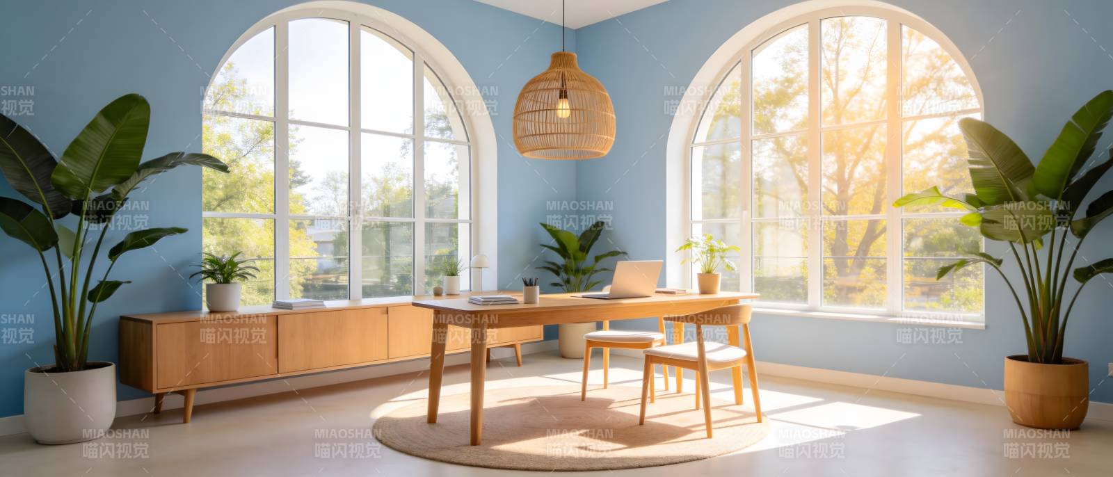 明亮温馨的居家书房图片