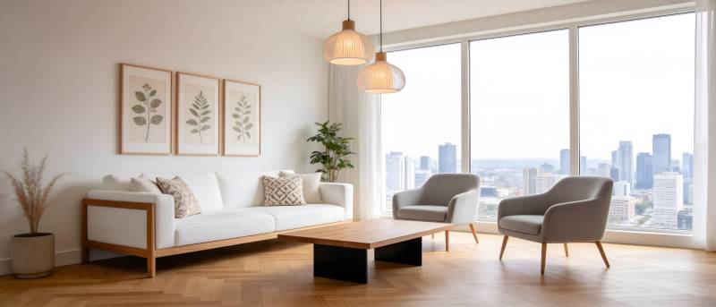 现代客厅全景窗图片