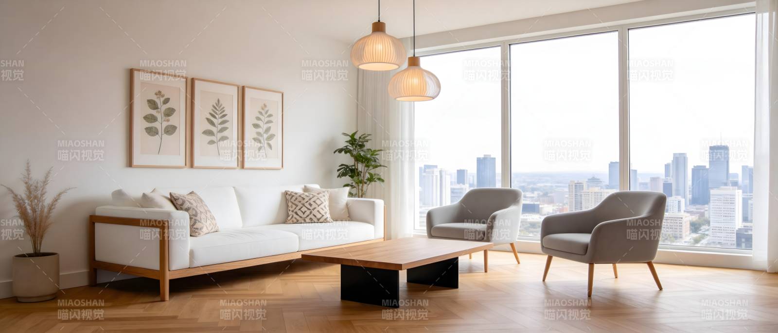 现代客厅全景窗图片