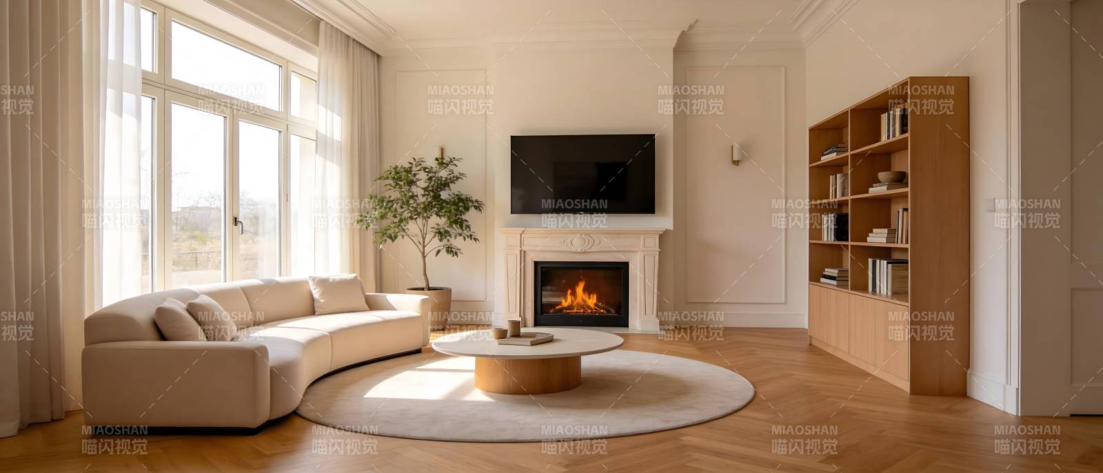 现代客厅温馨布置图片