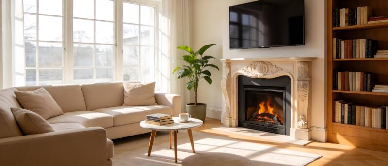 温馨客厅 壁炉暖意图片