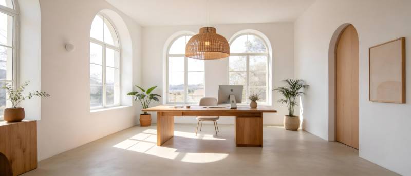 简约明亮的书房图片