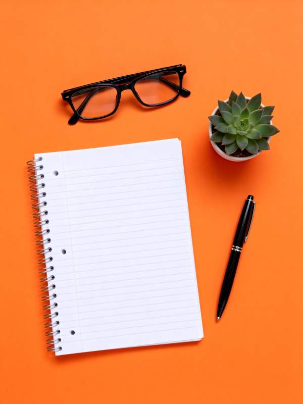 橙色桌面办公物图片