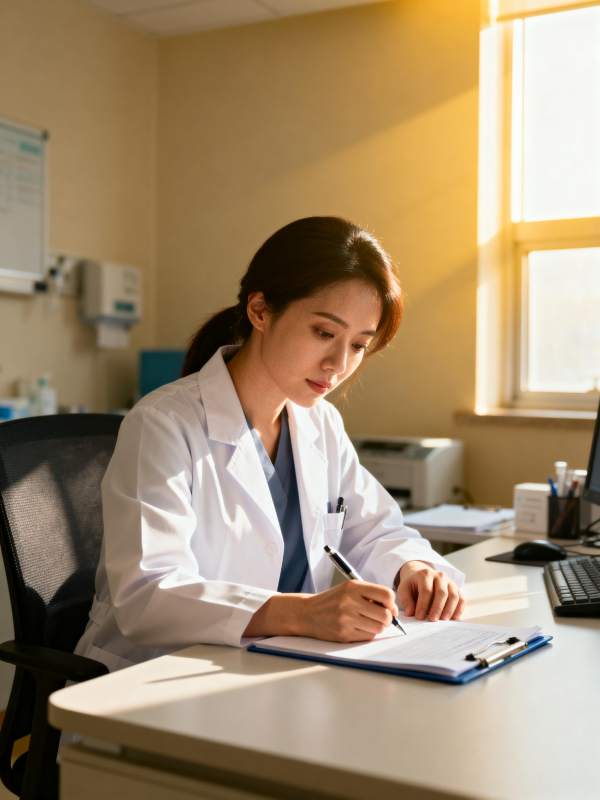 医生专注记录病历图片