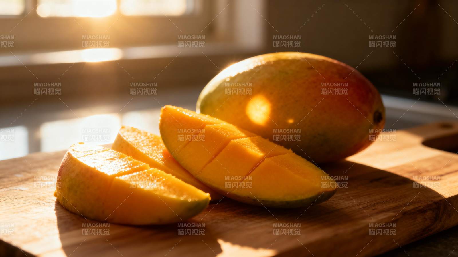 芒果切片 阳光洒落图片