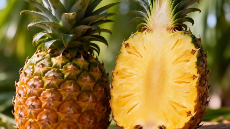 菠萝切开鲜黄诱人图片