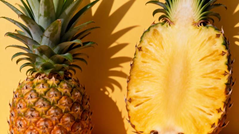 菠萝切开一半图片